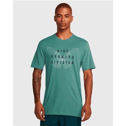 Nike t-shirt running division dri-fit verde uomo
