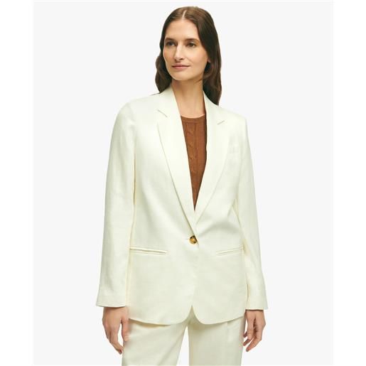 Brooks Brothers white linen one-button jacket marshmallow
