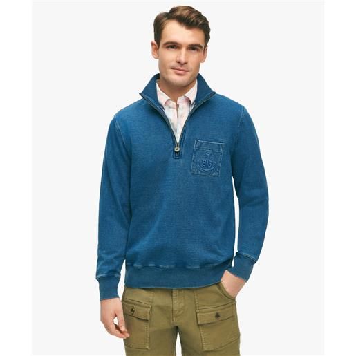 Brooks Brothers indigo half-zip cotton jersey