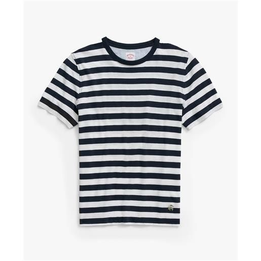 Brooks Brothers navy striped linen and cotton t-shirt navy and white