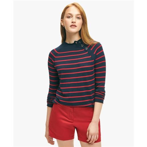 Brooks Brothers navy and red mariner striped silk-cotton sweater