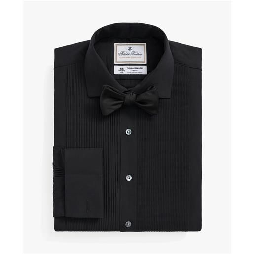 Brooks Brothers black Brooks Brothers x thomas mason cotton english collar, swiss pleat front tuxedo shirt