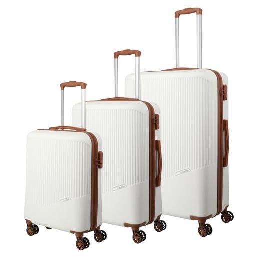 Travelite set di 4 ruote valigia 3 pezzi dimensioni l/m/s, bagagli serie bali: abs gusci rigidi trolley, cognac, taglia unica, set trolley rigido l/m/s