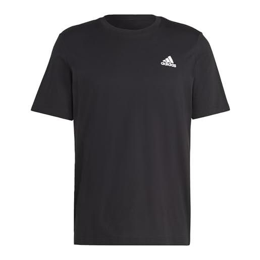 adidas essentials single jersey embroidered small logo tee t-shirt, nero, l short uomo