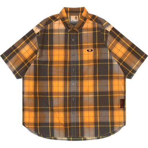 AAPE BY *A BATHING APE® camicia a quadri con applicazione logo - arancione
