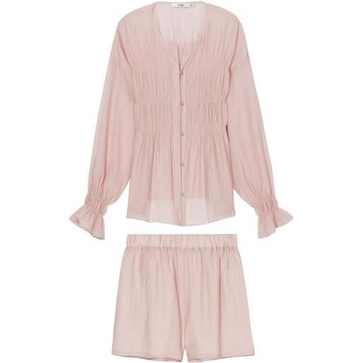 b+ab set plissettato con camicia e shorts - rosa