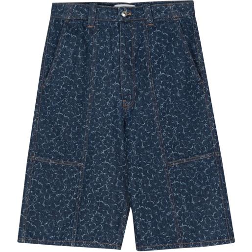 Maison Kitsuné shorts denim a fiori - blu