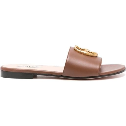 Bally sandali slides con placca emblem - marrone