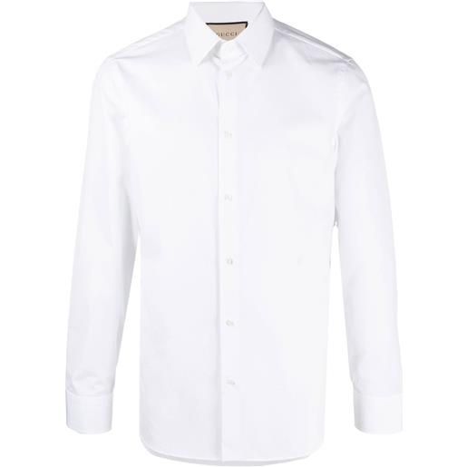 Gucci camicia con ricamo gg - bianco