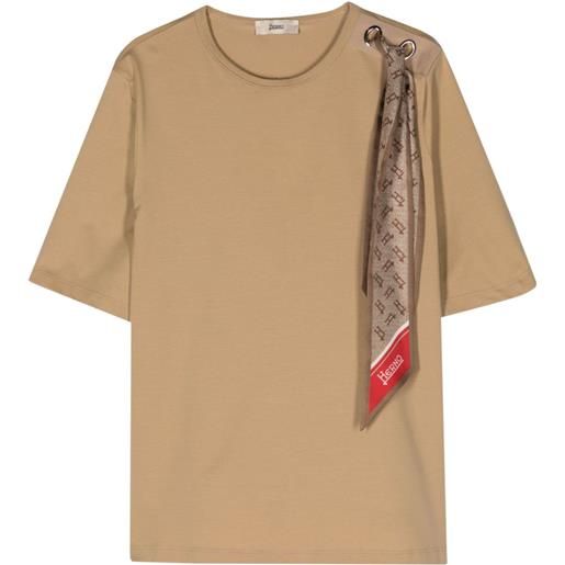 Herno t-shirt con dettaglio foulard - toni neutri