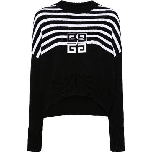 Givenchy maglione crop con ricamo 4g - nero