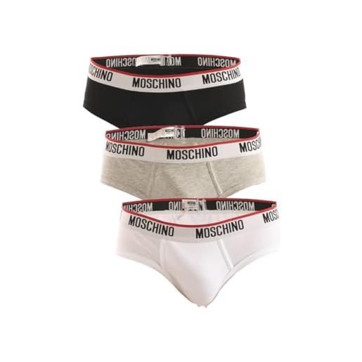 MOSCHINO set di 3 slip in jersey stretch con banda elastica personalizzata con logo vestibilità regolare l multicolore nero bianco grigio