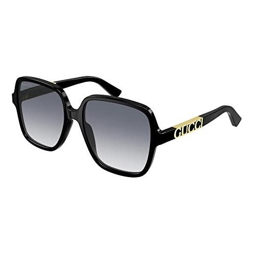 Gucci gg1189s 002 - occhiali da sole quadrati da donna, nero/grigio, nero, taglia unica, nero / grigio / nero, taglia unica