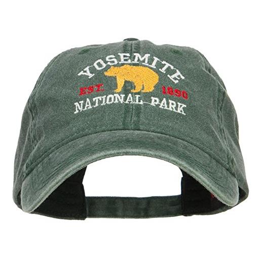 e4Hats.com yosemite national park cappello lavato ricamato, dk verde, taglia unica