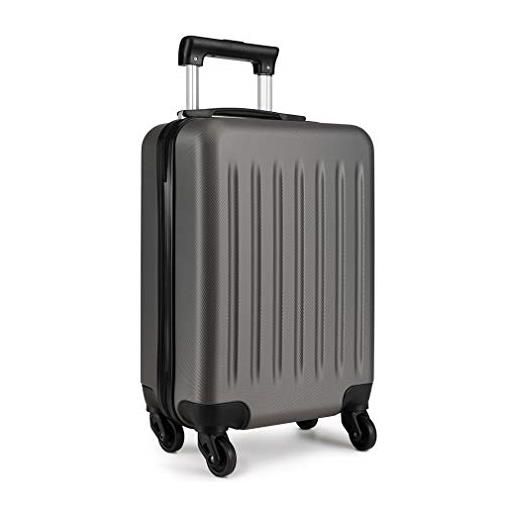 Kono trolley bagaglio a mano 48x30x20cm trolley rigido in abs valigia con 4 ruote, 26l (grigio)