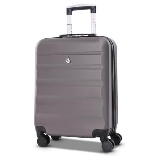 Aerolite 55x40x20cm trolley valigia max per ryanair priorità volotea y vueling abs bagaglio a mano 55x40x20 rigida con 8 ruote y lucchetto tsa (grigio)
