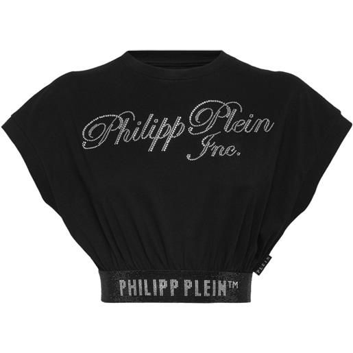 Philipp Plein t-shirt crop con decorazione - nero