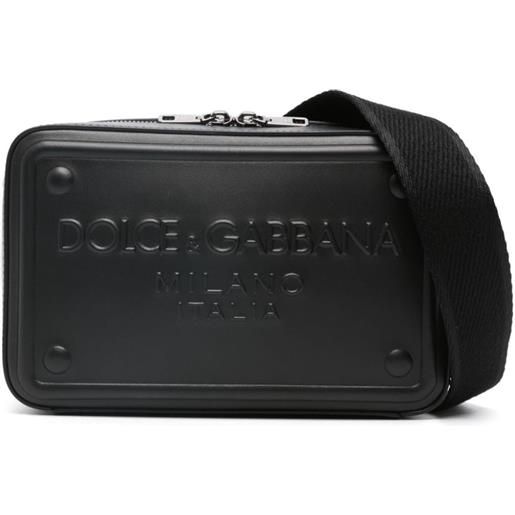 Dolce & Gabbana borsa a tracolla con logo goffrato - nero