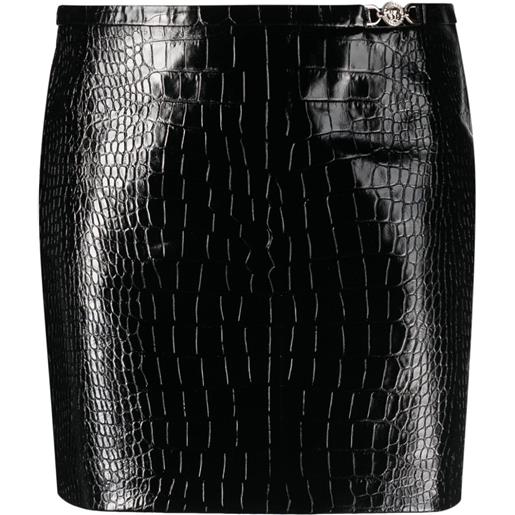 Versace minigonna con effetto coccodrillo - nero