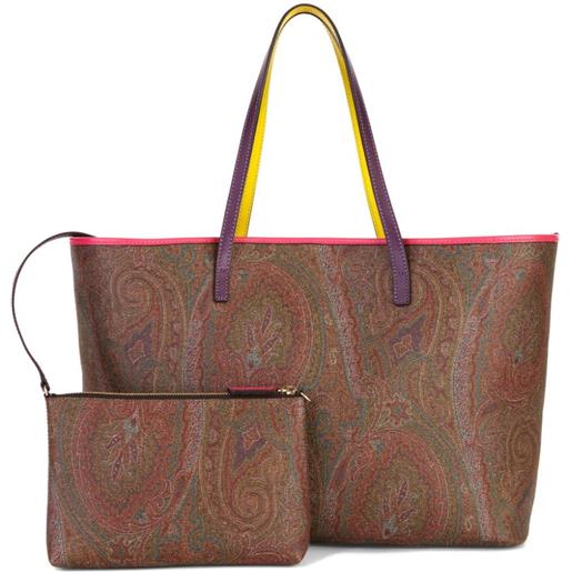 ETRO borsa tote paisley grande con design color-block - marrone