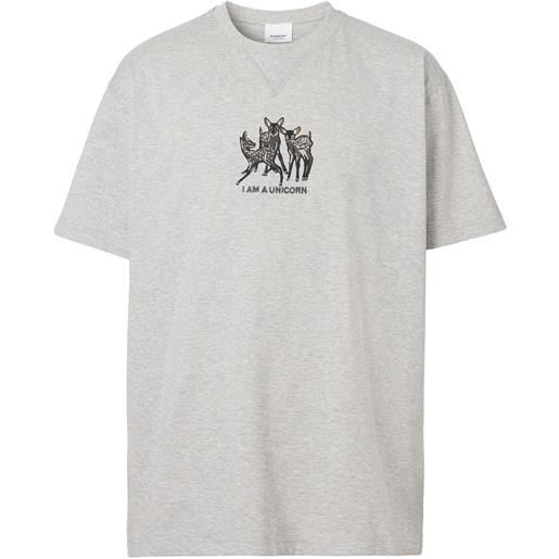 Burberry t-shirt con ricamo - grigio