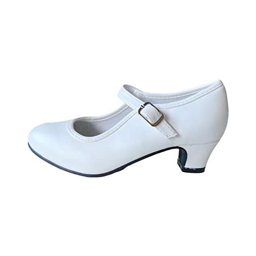 La Senorita la señorita flamenco scarpe spagnola sevillane bianco bambini (taglia 24-16 cm, bianco)