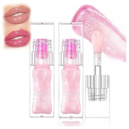 HEXEH magic color changing lip oil, conversion color changing lip oil, boss up color changing lip oil, conversion lip oil, warm change, nourishing lip glow oil non-sticky (2pcs)