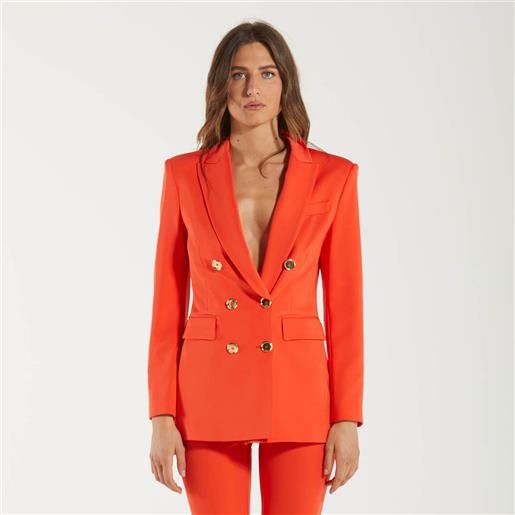 Pinko blazer doppiopetto corallo con bottoni oro