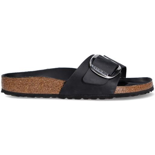 Birkenstock madrid big buckle pelle oliata nera