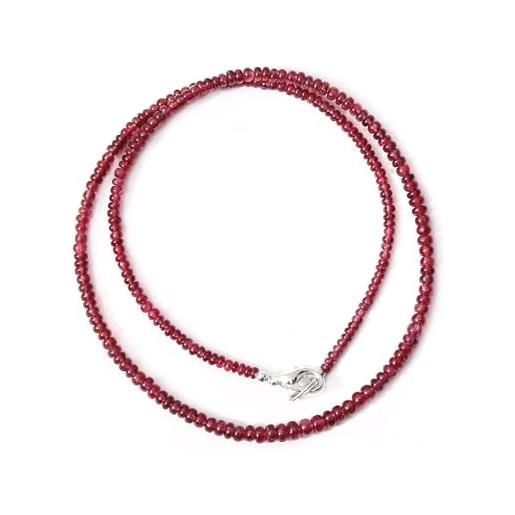 A&M GEMS & JEWELS a&m gems - collana con perline di spinello rosso raro, gioielli minimalisti in spinello naturale, collana con perline lisce da 2,5 - 4 mm, girocollo per matrimonio, lunghezza personalizzata, 18, 