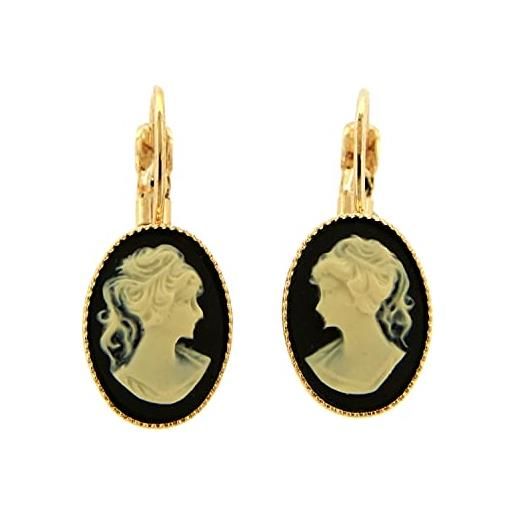 Mokilu' - gioielli - orecchini vintage - donna - ottone dorato 24kt - cammeo
