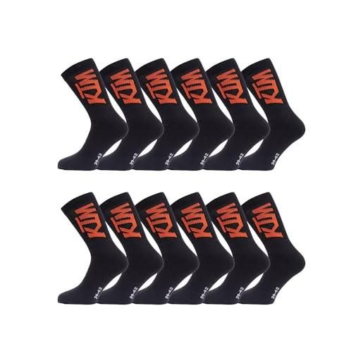 KTM calzino da uomo - confezione da 12 - calzini alti da uomo, nero , 43-46