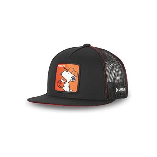 [ X ] Capslab berretto da uomo e donna peanuts, cappello trucker snoopy, originale e autentico, nero, arancione, rosso, taglia tu, nero , taglia unica