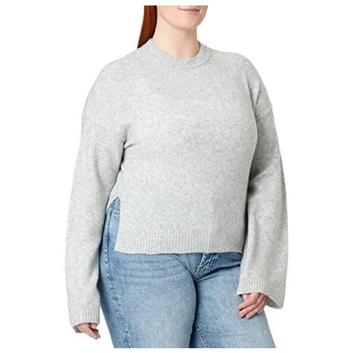 Calvin Klein jeans fluffy wide open sleeves sweater j20j220481 maglioni, grigio (light grey heather), l donna