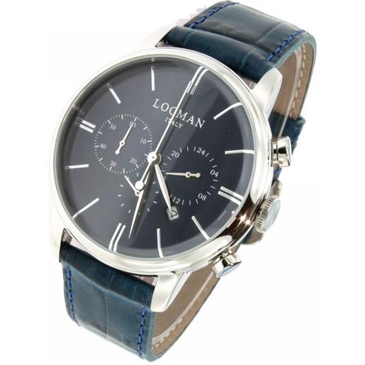 Locman 1960 dolce vita / orologio uomo / quadrante blu / cassa acciaio / cinturino pelle blu