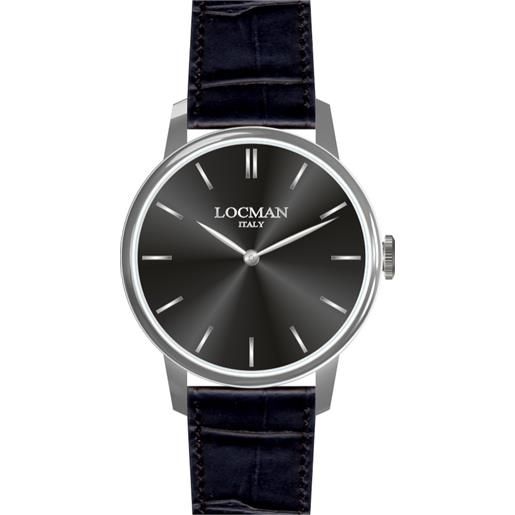 Locman 1960 / orologio unisex / quadrante nero / cassa acciaio / cinturino pelle nera