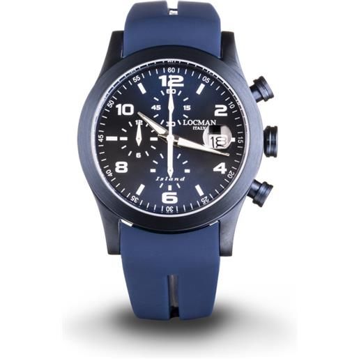 Locman island / orologio uomo / quadrante blu / cassa acciaio e titanio, pvd blu / cinturino silicone blu