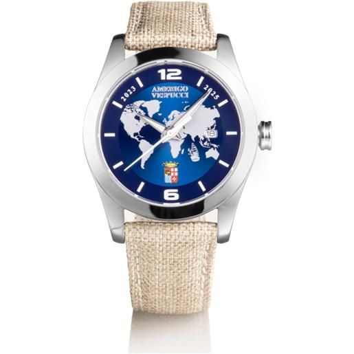 Locman island - amerigo vespucci / orologio uomo / quadrante blu / cassa acciaio / cinturino tela sabbia