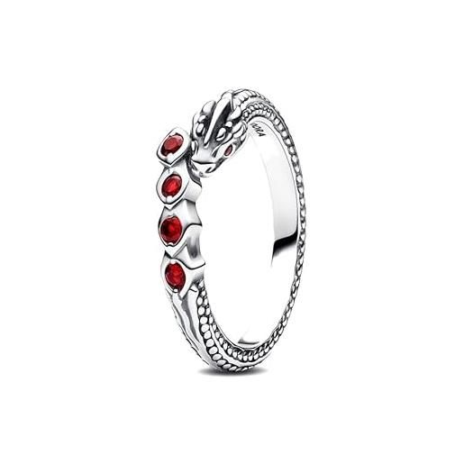 PANDORA game of thrones house of the dragon sterling silver ring with salsa red crystal, 48