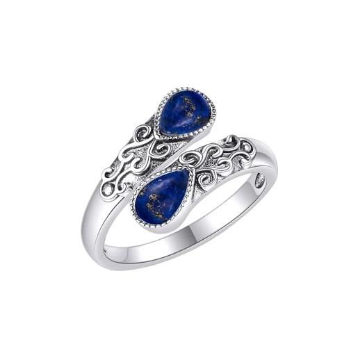 CUPENDA anello in argento sterling con lapislazzuli arcobaleno, regolabile, gioielli vittoriani, regalo per donne e ragazze, nessuna pietra preziosa