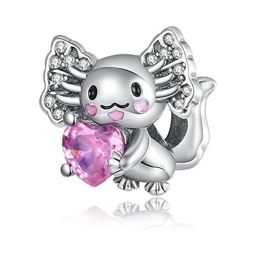 Erizteya cute animal pink heart charm per donne bracciali collane con 5a cubic zirconia 925 sterling silver pendenti perline natale anniversario gioielli regalo