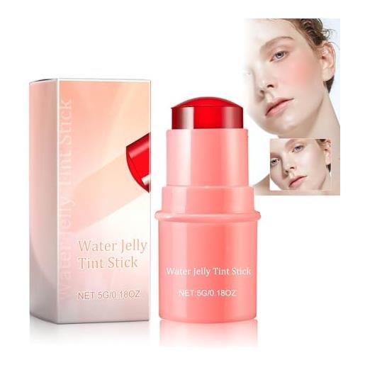 Yaepoip milk jelly blush, milk cooling water jelly tint, water milk jelly tint stick, sheer lip & cheek stain - buildable watercolor finish (coral)