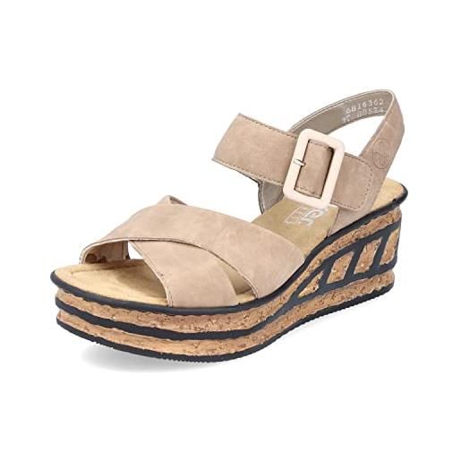 Rieker donna sandali 68163, signora sandali con piattaforma, sandalo con plateau, scarpa estiva, comodo, suola spessa, beige (beige / 62), 39 eu / 6 uk