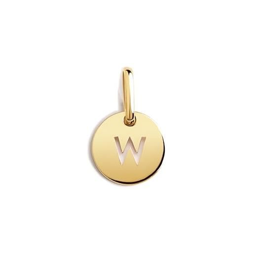 SINGULARU - mini medallion letter oro - pendente iniziale in argento sterling 925 con finitura placcata in oro 18kt - lettere a - z - charm combinabile con collana - gioielli da donna - lettera w