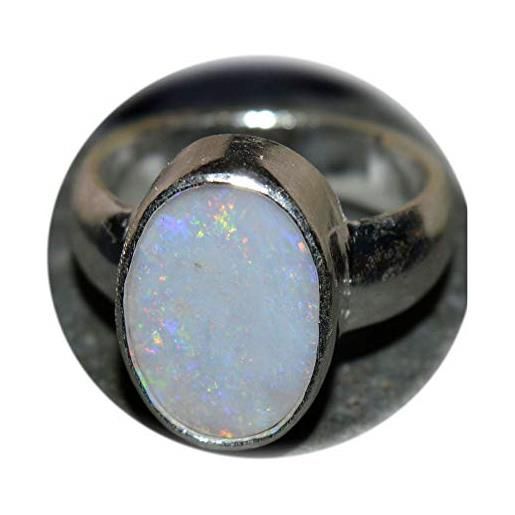 55Carat 55 carati naturale opale anello per uomo semplice 3 carati argento sterling birthstone taglia uk h-z, argento, 47 (15.0), colore: white, cod. 55mopalsim3_h