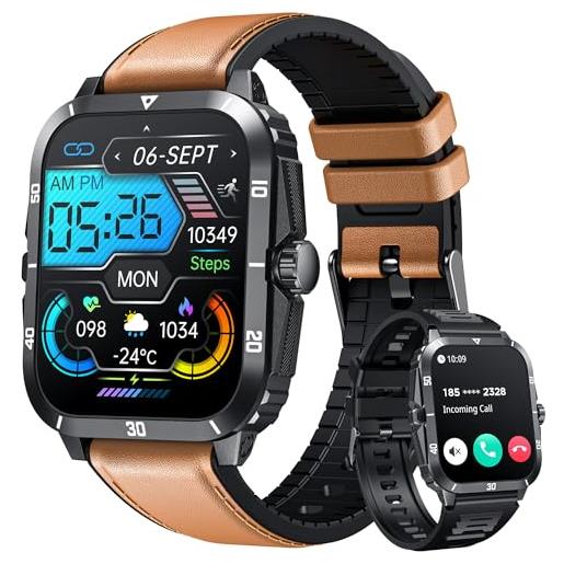 NONGAMX orologio smartwatch uomo compatibile android con ios cellulare: 2,0 touch orologi fitness watch digitale sportivo chiamate contapassi sanguigna pressione impermeabile bluetooth cardiofrequenzimetro