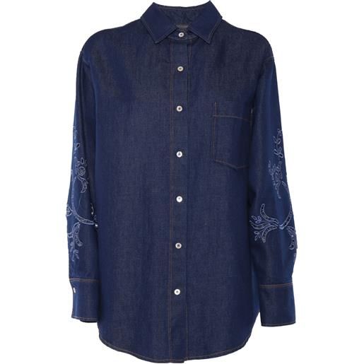 FORTE FORTE camicia in denim over con ricami