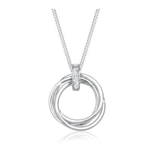 DIAMORE elli diamonds collana donne ciondolo trio cerchio con diamante (0,025 ct. ) in argento sterling 925