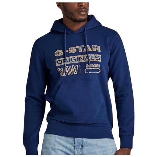 G-STAR RAW distressed originals hooded sweater donna, blu (imperial blue d24414-d562-1305), m