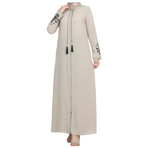 istanbul styles maniche ricamate da donna abaya e ricamate sul lato della cerniera manica lunga lunghezza fino al pavimento moda islamica (small, blu)